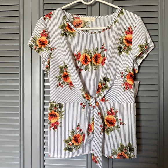 Tiffany & Grey Tops - Tiffany & Grey : Striped Blouse - Petite Medium